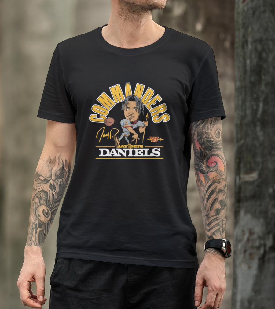 Washington Commanders Football Jayden Daniels Caricature T-Shirt