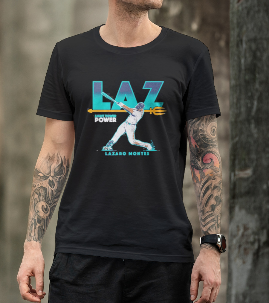 Seattle Mariners Lazaro Montes Laz Light Tower Power T-Shirt