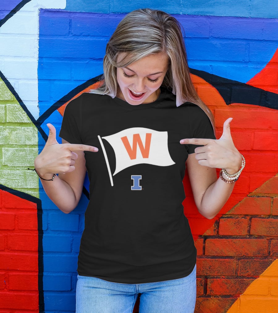 Illinois Fighting Illini Football Fly The W Flag Waving Victory T-Shirt