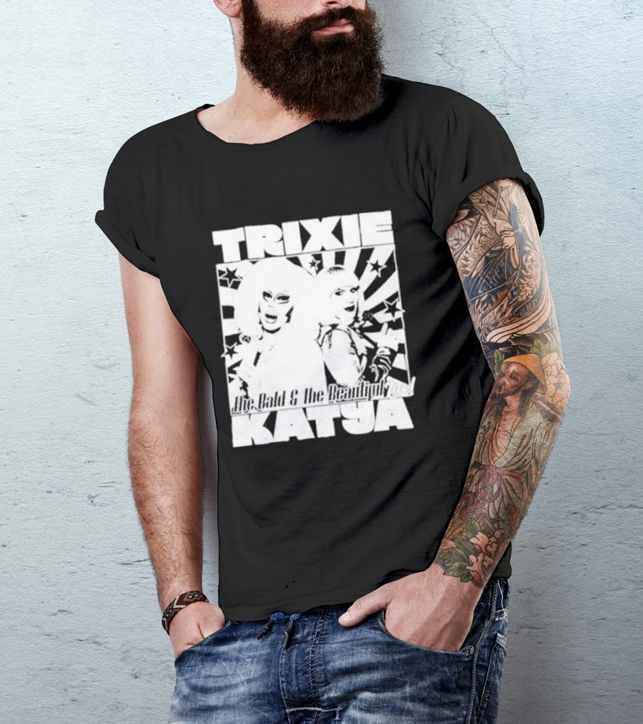 Trixie Katya The Bald And The Beautiful Stars Burst Microphone T-Shirt