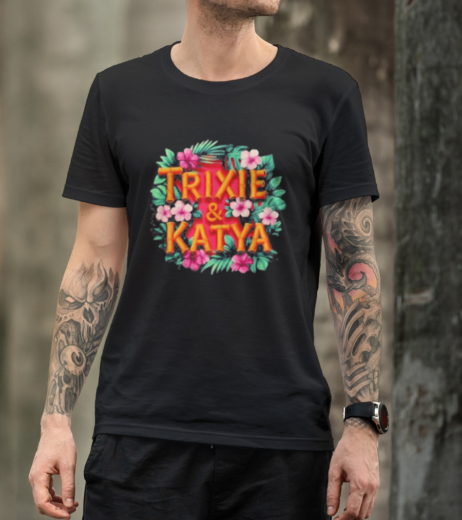 Trixie & Katya Tropical Floral Design Surfers T-Shirt