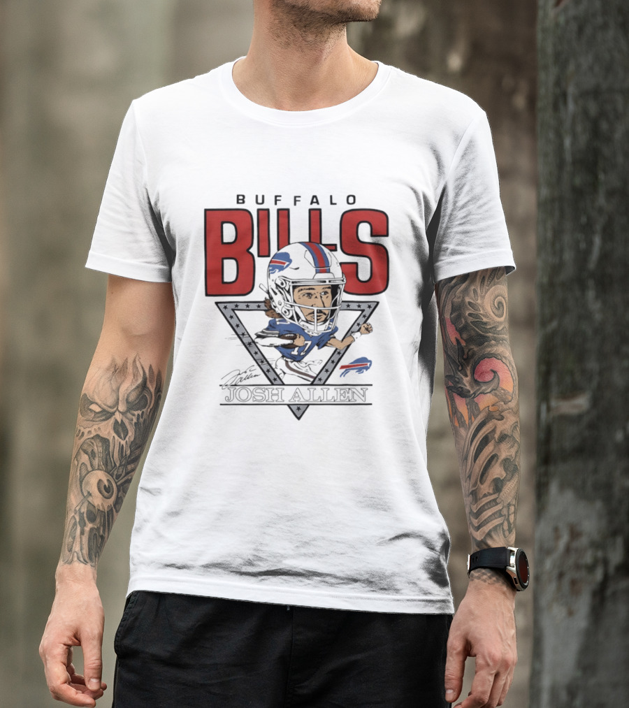 Buffalo Bills Josh Allen Football Caricature Triangle T-Shirt