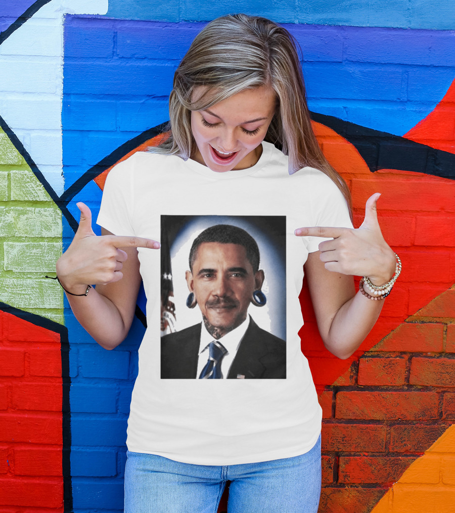 Obama President Political Fashion With Tattoos And Futuristic T-Shirt