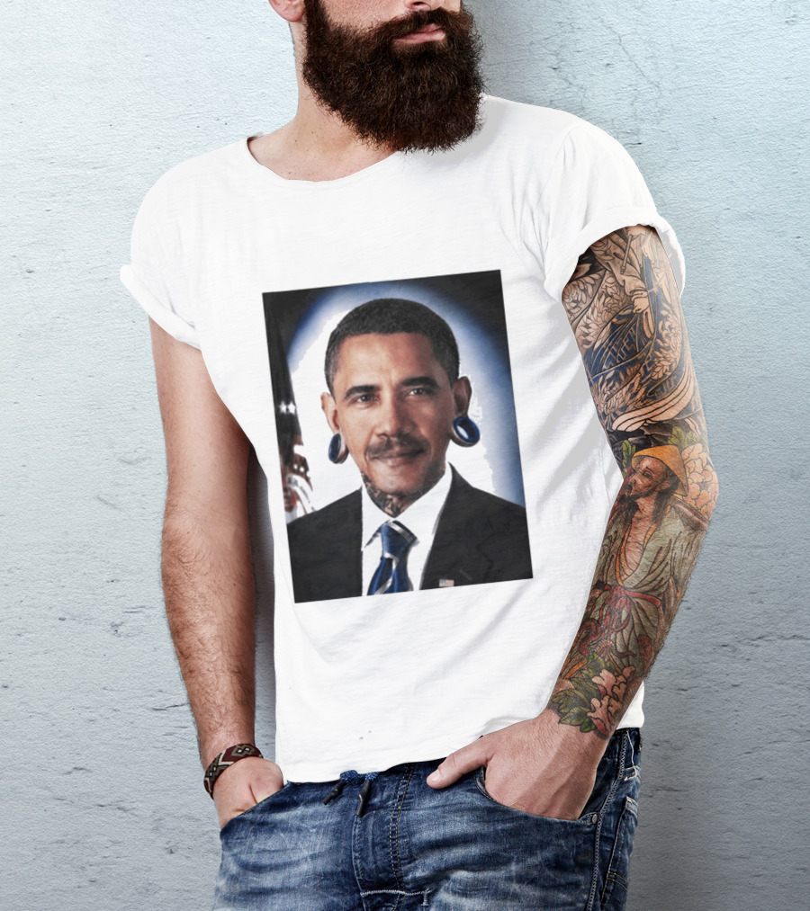 Obama President Political Fashion With Tattoos And Futuristic T-Shirt