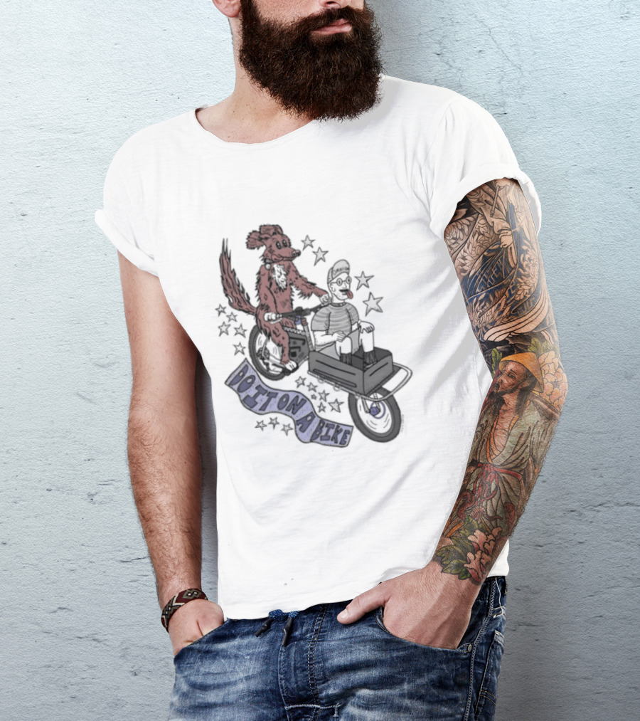 Original Dog On A Bike Omnium Cycling Matt Crank Free And High Stars T-Shirt