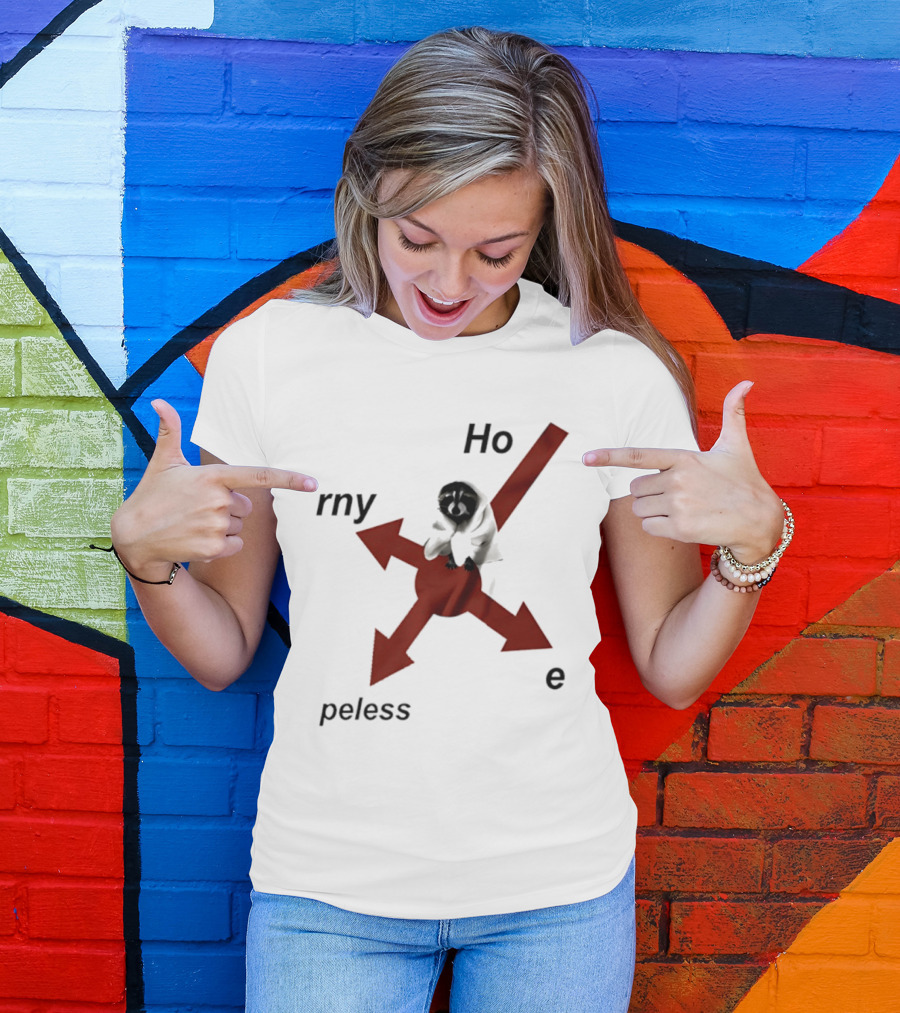 Raccoon Horny Hopeless Hoe Arrows T-Shirt