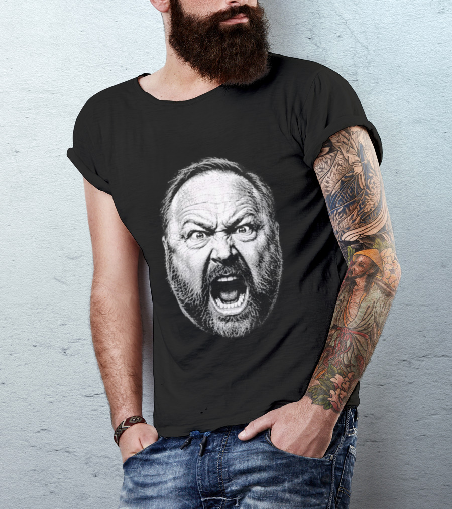Alex Jones Intense Expression Battle Cry T-Shirt