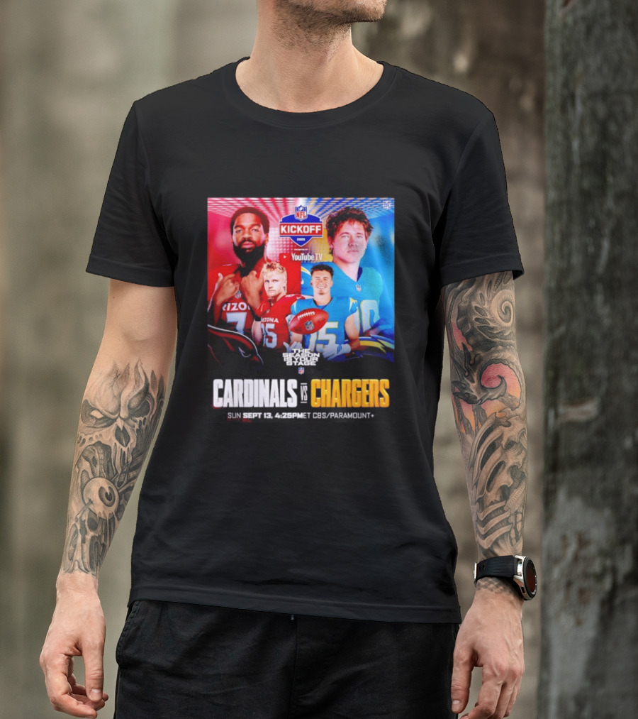 Cardinals Vs Chargers NFL Kickoff 2026 YouTube TV CBS Paramount September 13 T-Shirt