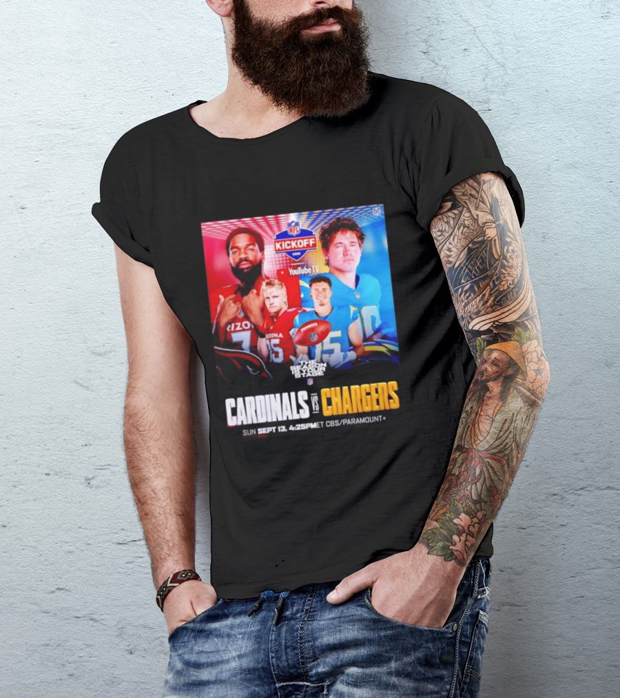 Cardinals Vs Chargers NFL Kickoff 2026 YouTube TV CBS Paramount September 13 T-Shirt
