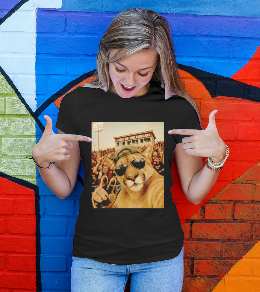 Cougar Selfie Home Of The Cougars Game Day Crowd T-Shirt