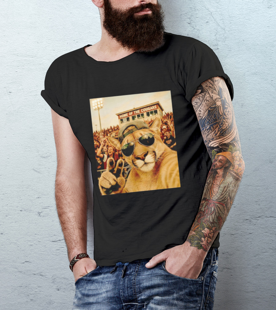 Cougar Selfie Home Of The Cougars Game Day Crowd T-Shirt