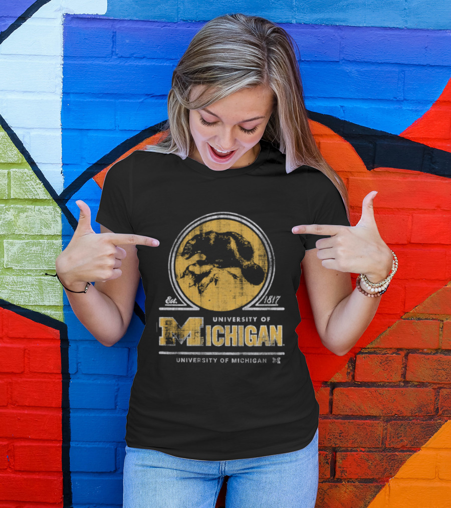 University Of Michigan Est 1817 Wolverine Michigan Wolverines Map T-Shirt