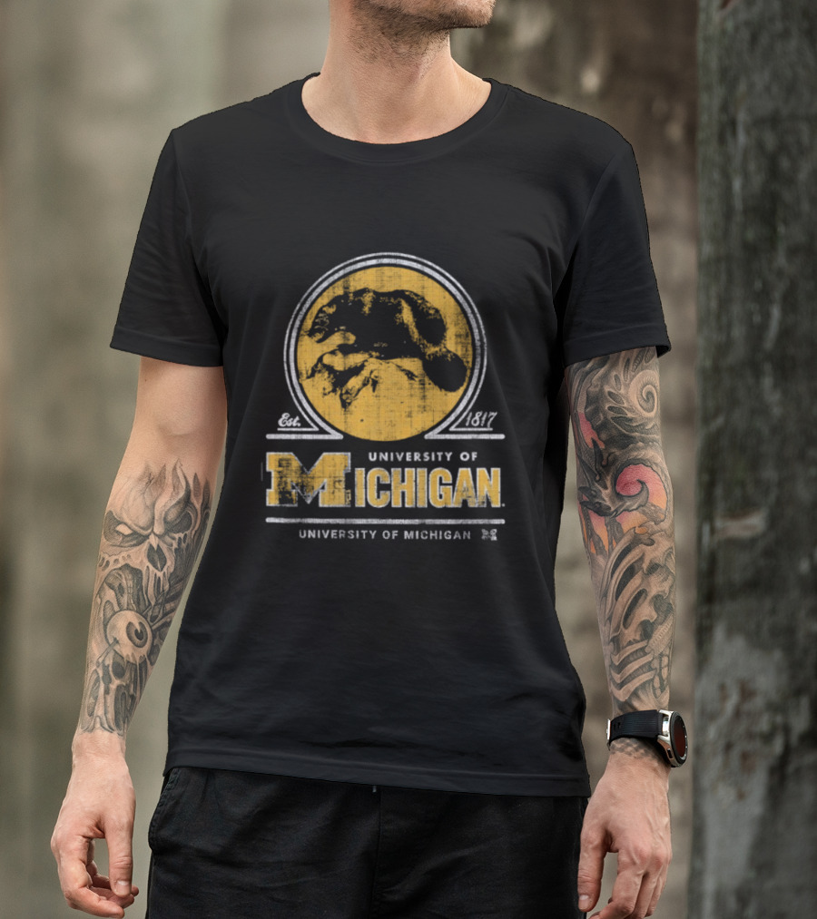 University Of Michigan Est 1817 Wolverine Michigan Wolverines Map T-Shirt
