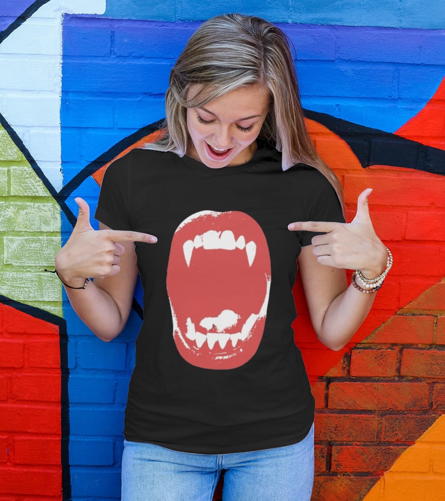 Vampire Fangs Open Mouth Red T-Shirt