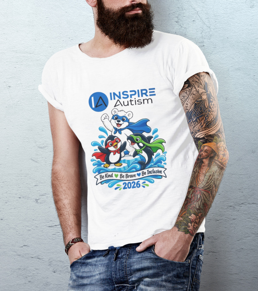 Inspire Autism Hero Walk 2026 Be Kind Brave Inclusive T-Shirt