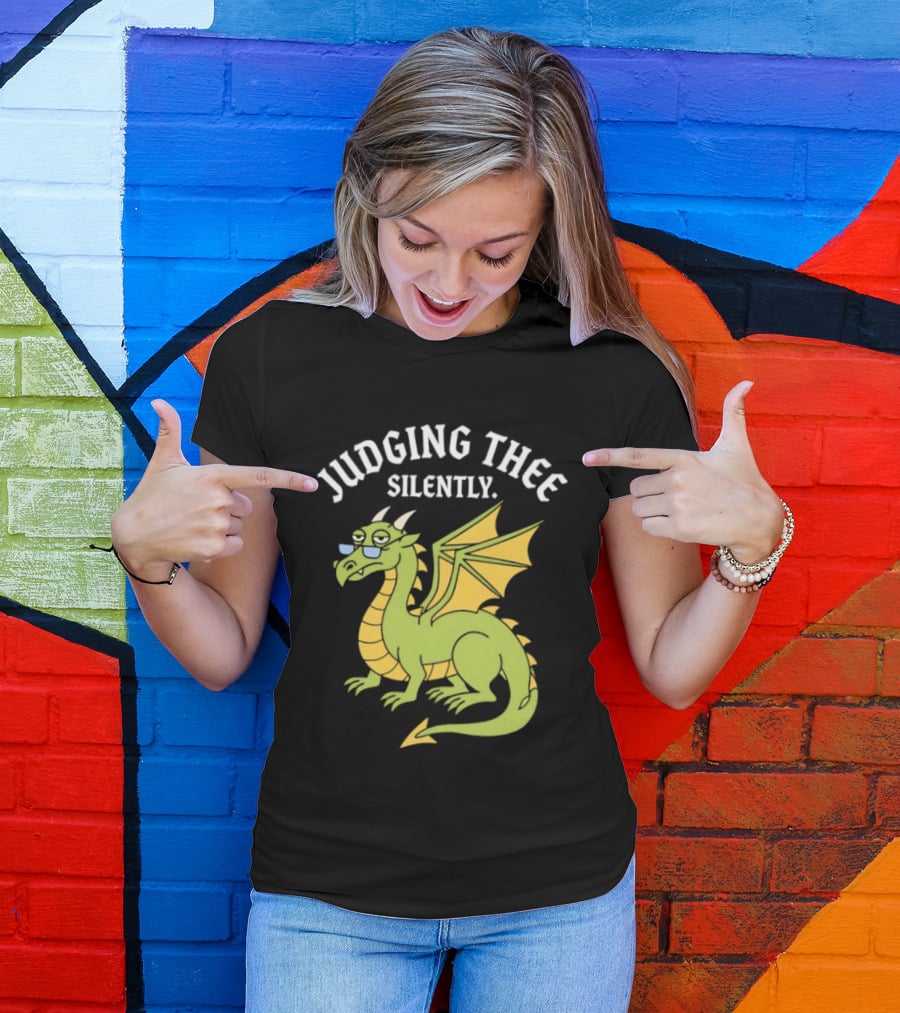Judging Thee Silently Dragon With Sunglasses T-Shirt