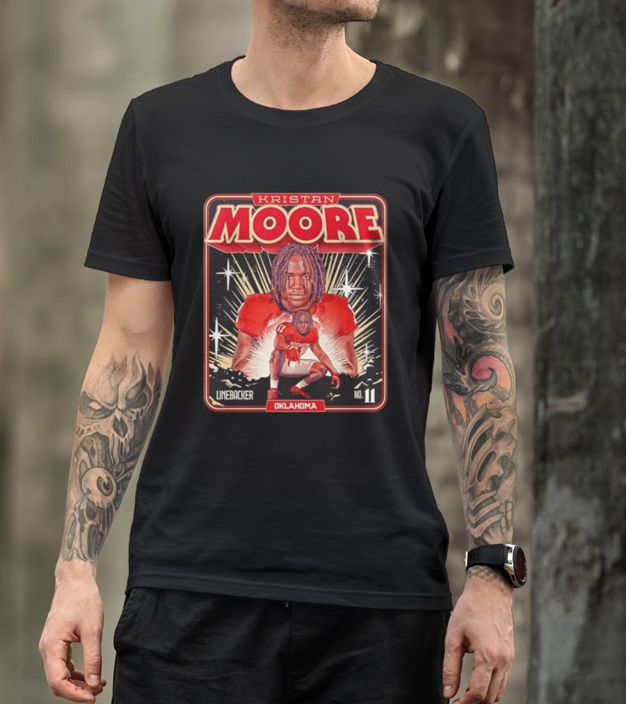 Kristan Moore Linebacker 11 Oklahoma Sooners Football T-Shirt