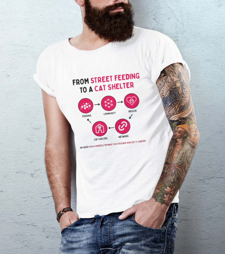 From Street Feeding To A Cat Shelter Feeding Community Rescue Cat Shelter Network T-Shirt