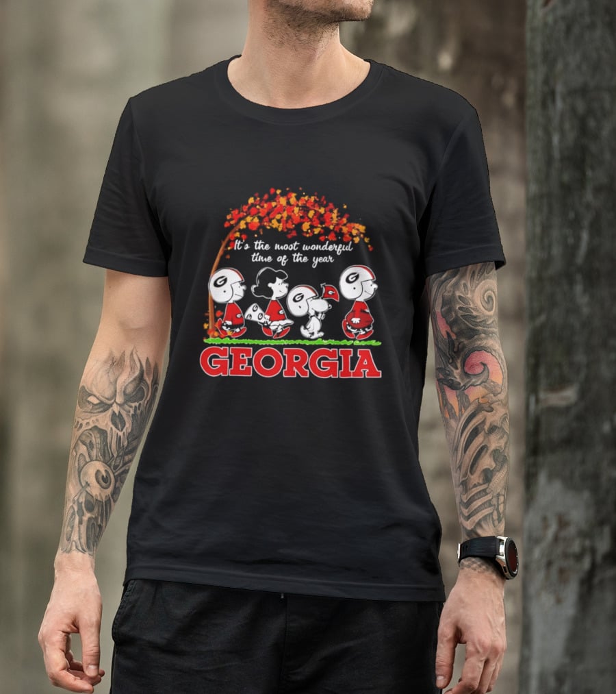 Peanuts Georgia Bulldogs Fall Halloween It's The Most Wonderful Time Of The Year T-Shirt