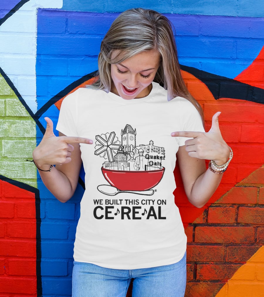 We Built This City On Ce Re Al Red Bowl Skyline T-Shirt