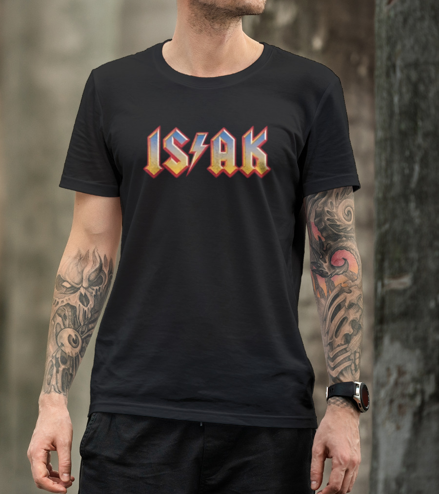 Alexander Isak ACDC Style Font Lightning Bolt T-Shirt