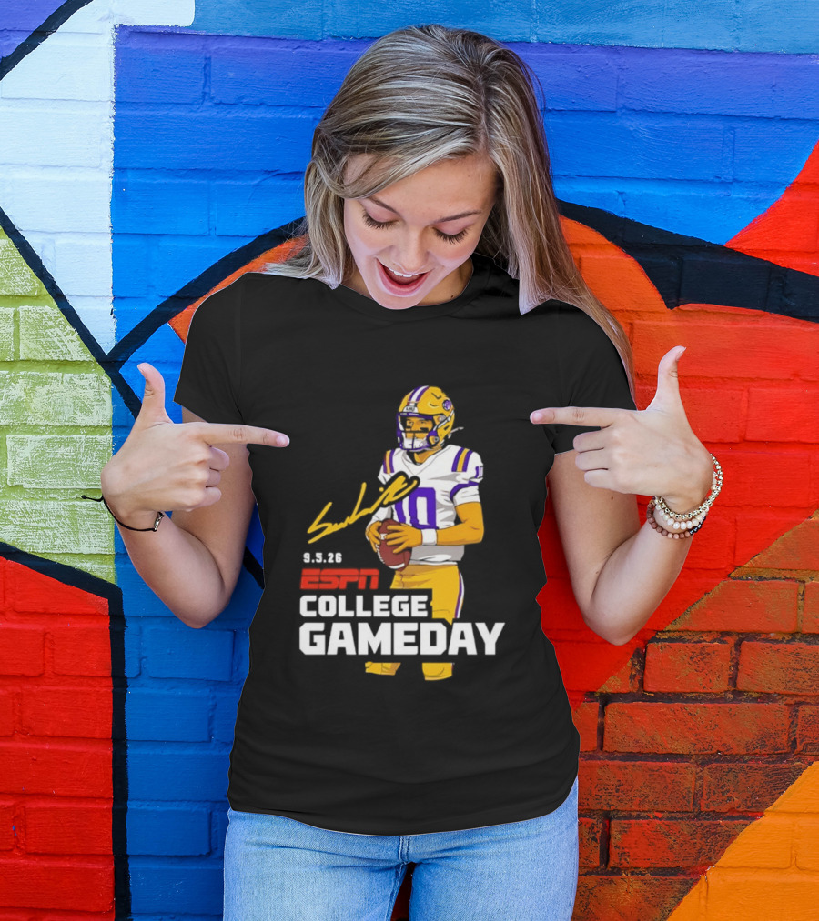 Sam Leavitt 9 3 26 ESPN College Gameday LSU Tigers Football T-Shirt