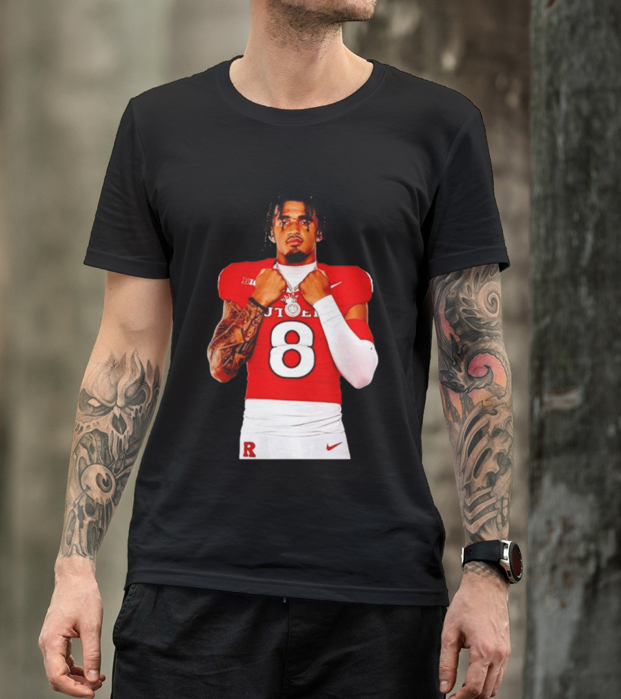 KJ Duff Rutgers Scarlet Knights Football Number 8 NCAA Moment T-Shirt