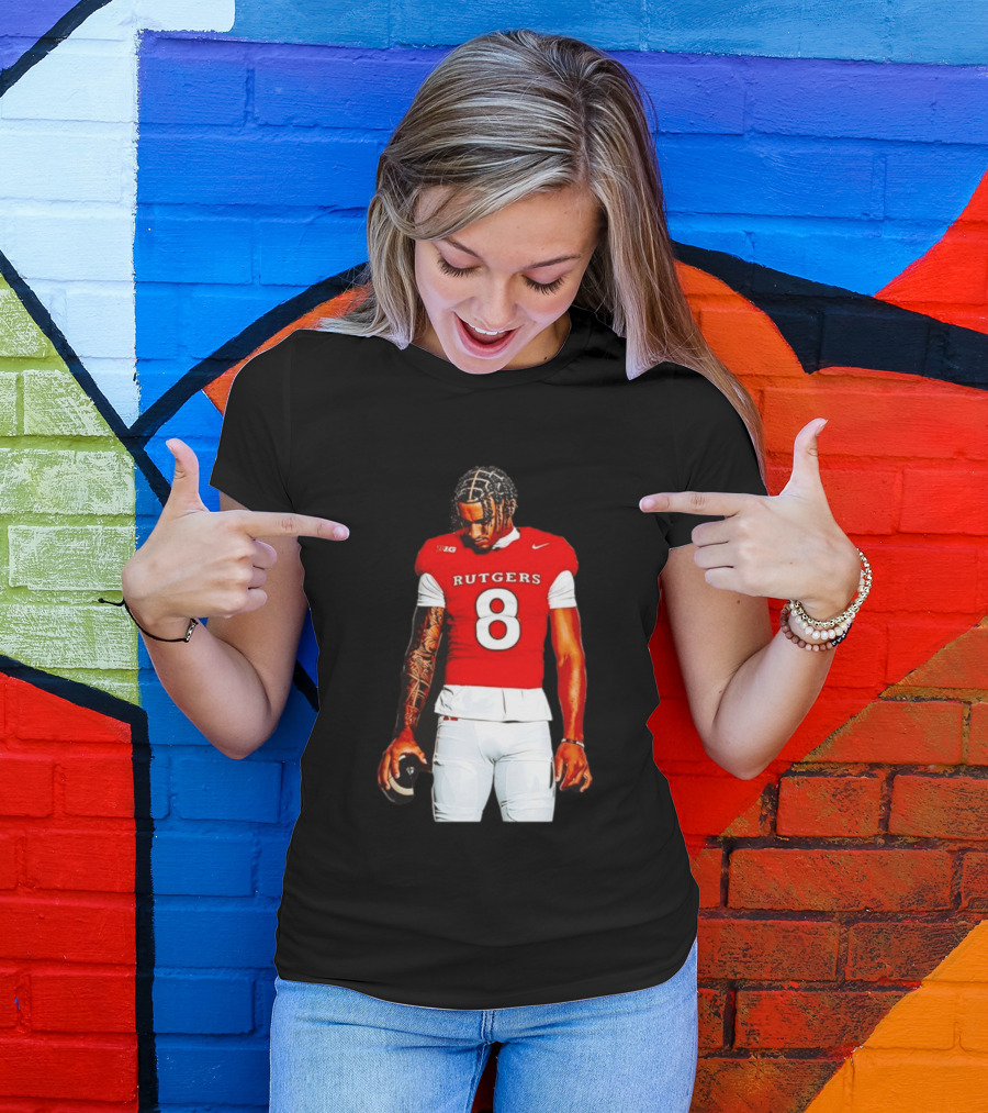 KJ Duff Number 8 Rutgers Scarlet Knights NCAA Football Player Nike Jersey T-Shirt