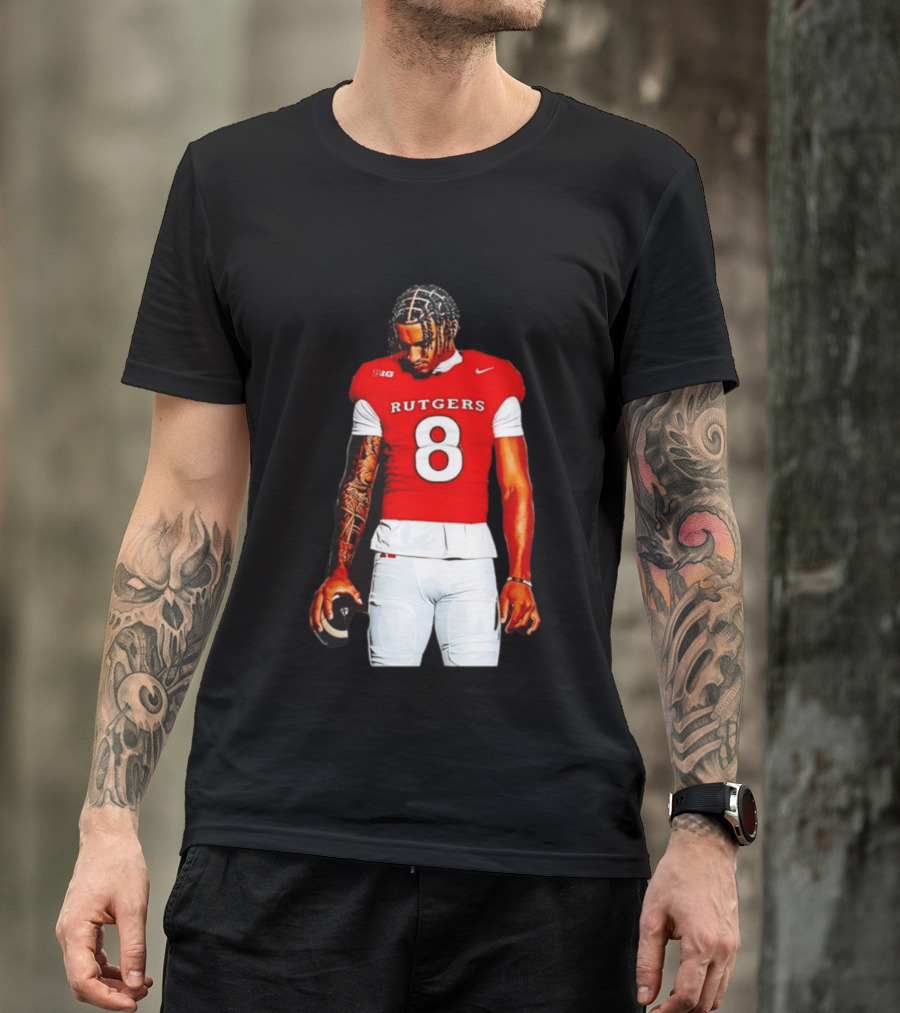 KJ Duff Number 8 Rutgers Scarlet Knights NCAA Football Player Nike Jersey T-Shirt