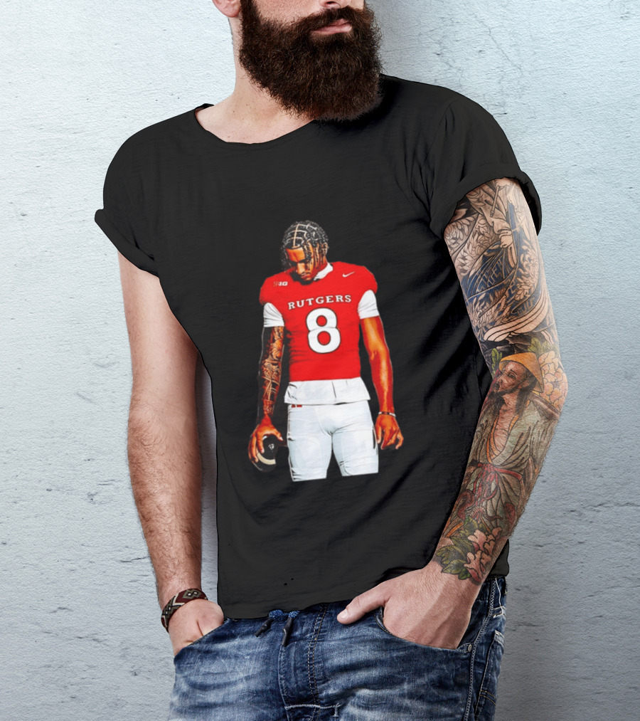 KJ Duff Number 8 Rutgers Scarlet Knights NCAA Football Player Nike Jersey T-Shirt
