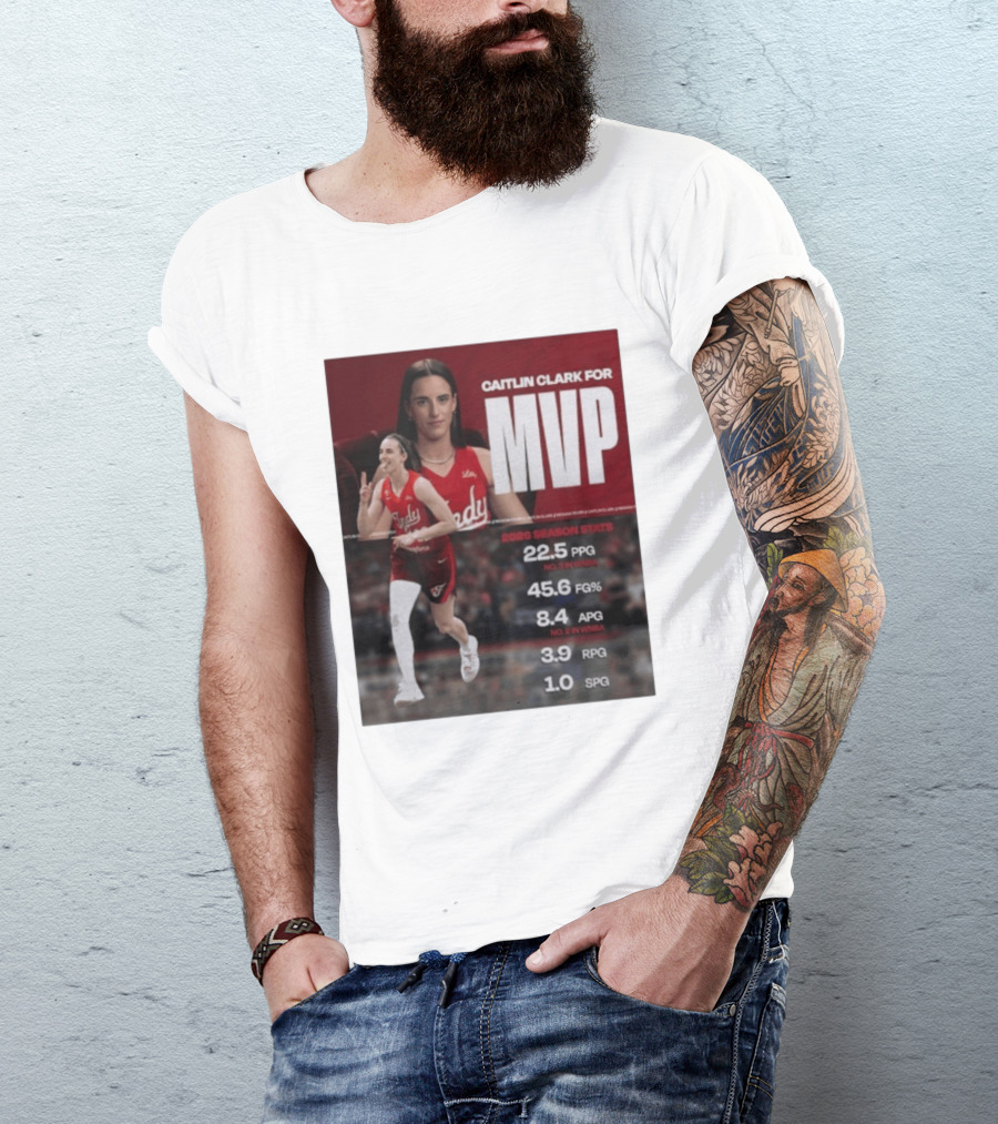 Caitlin Clark For MVP 2026 Stats 22.5 PPG 45.6 FG% 8.4 APG 3.9 RPG 1.0 SPG T-Shirt