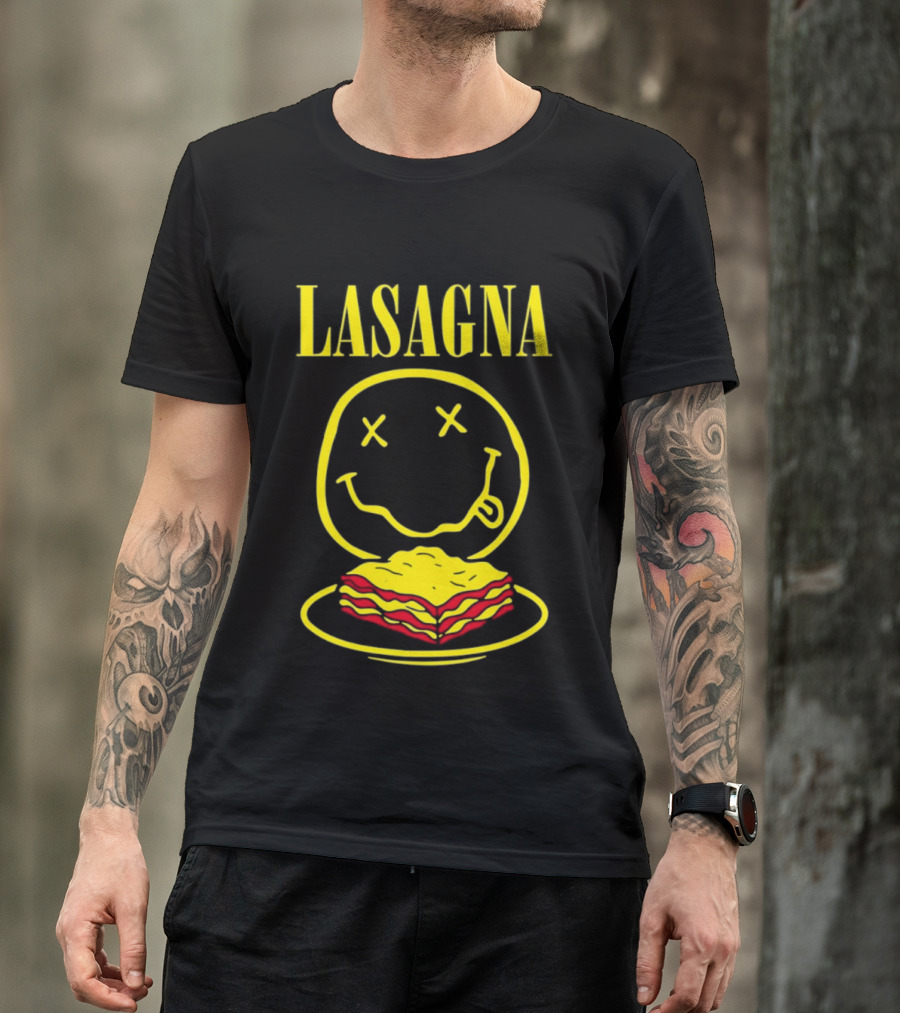 Lasagna Smiley Face Grunge Band Nirvana T-Shirt