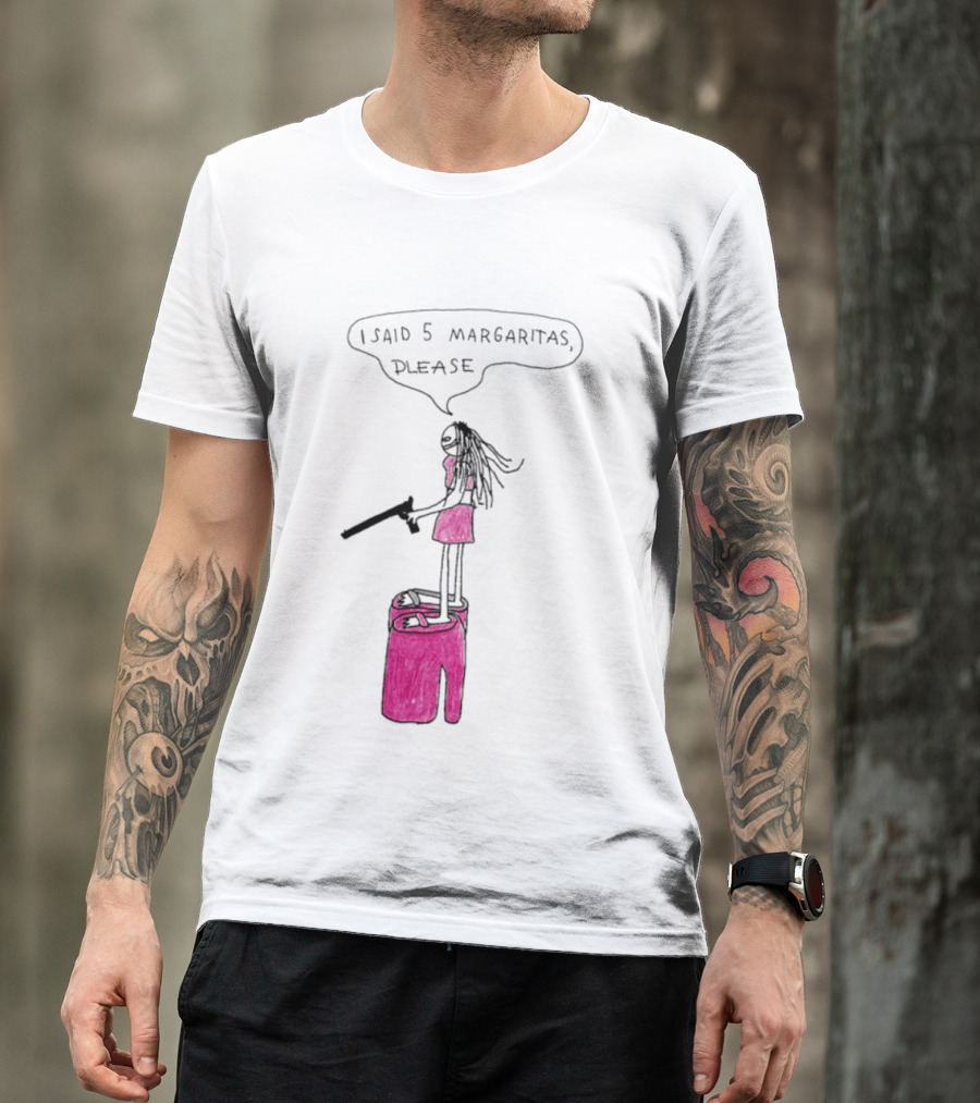 I Said 5 Margaritas Please Funny Stick Figure Woman On Chair T-Shirt