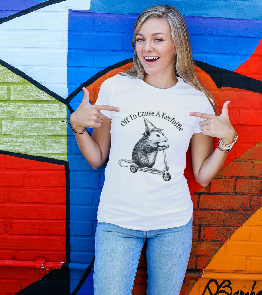 Off To Cause A Kerfuffle Opossum Wizard Hat Scooter T-Shirt