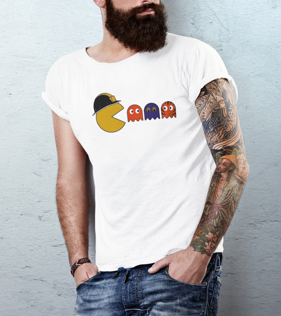 Pacman Hard Hat Ghosts Retro Gaming T-Shirt