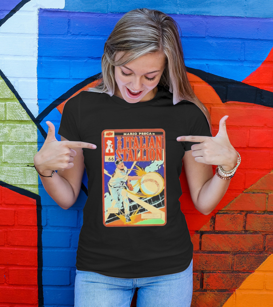 Mario Pesca The Italian Stallion Comic No 66 Oklahoma State Cowboys Baseball T-Shirt
