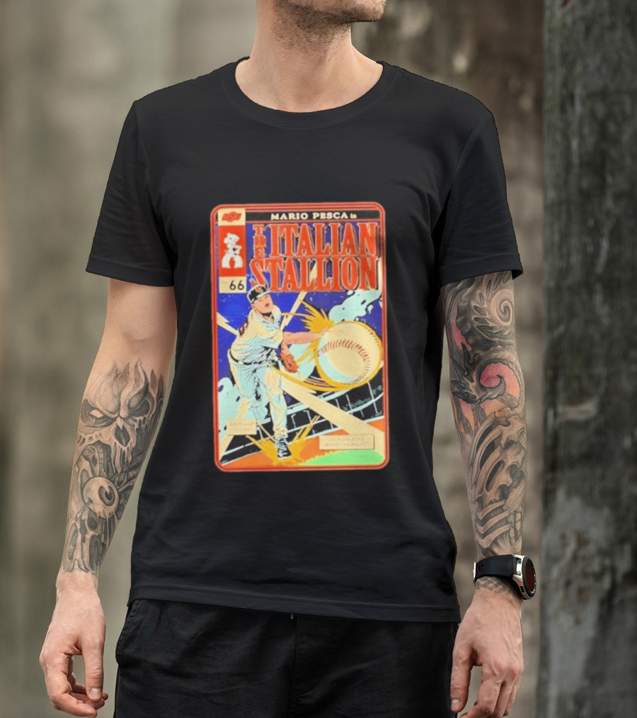 Mario Pesca The Italian Stallion Comic No 66 Oklahoma State Cowboys Baseball T-Shirt