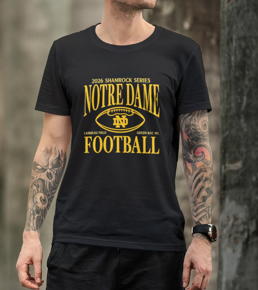 Notre Dame 2026 Shamrock Series Lambeau Field Green Bay WI Football T-Shirt
