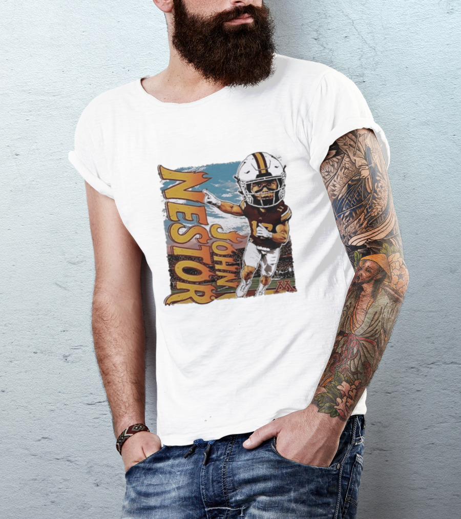 John Nestor Minnesota Golden Gophers Football Player Caricature 17 Football Helmet Minnesota T-Shirt