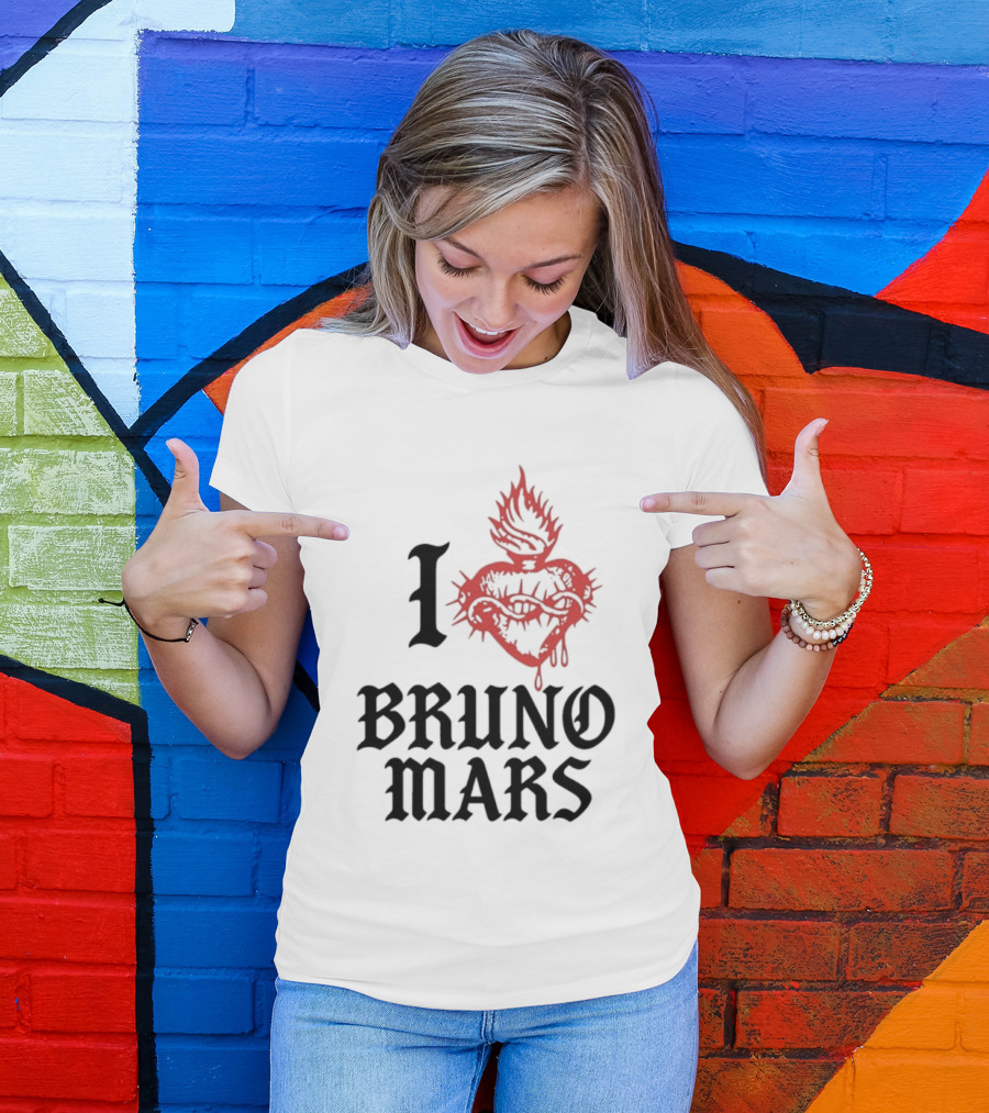 I Heart Bruno Mars Romantic Tour Flame Heart T-Shirt