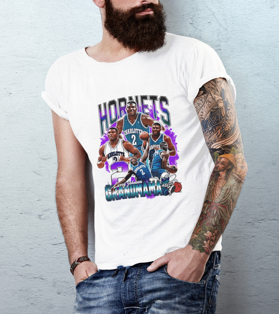 Charlotte Hornets Larry Johnson Basketball Grandmama 2 T-Shirt
