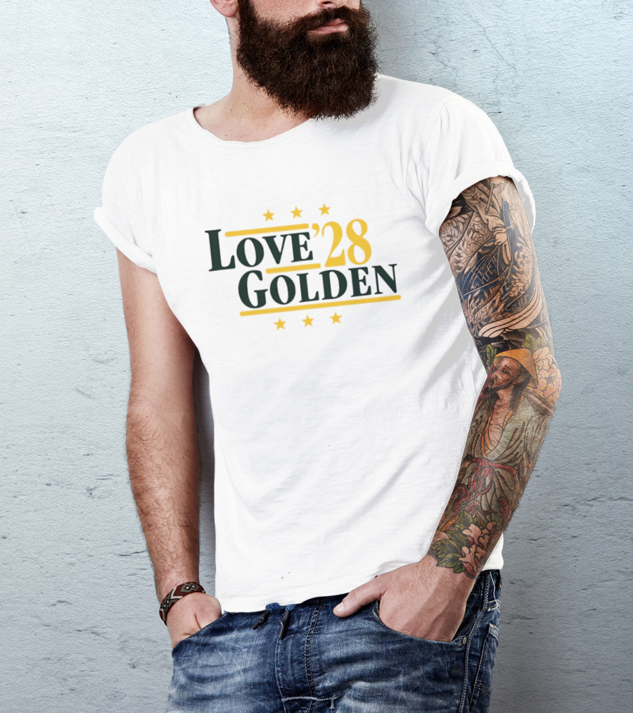 Love 28 Golden Stars Packers Football T-Shirt