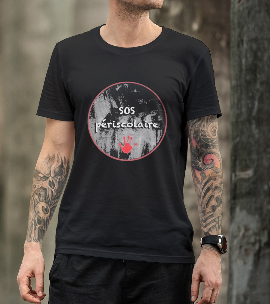SOS Périscolaire Handprint Red And Black Circle T-Shirt