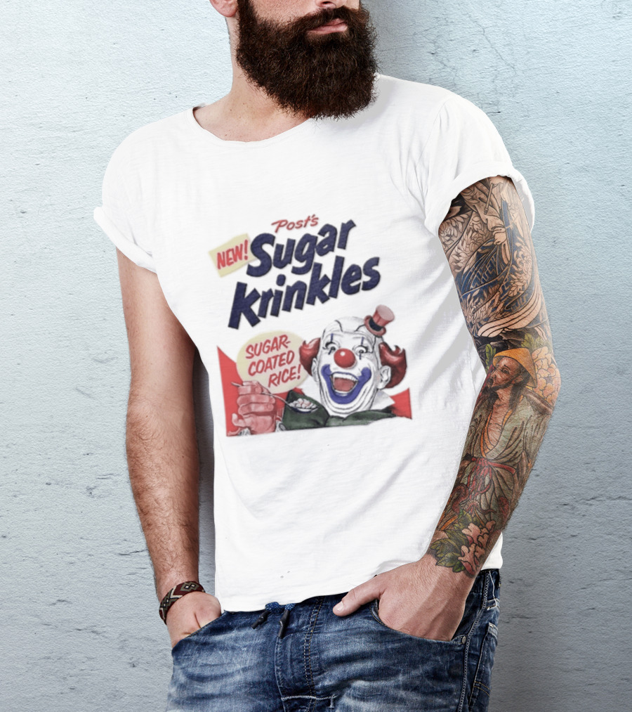 Post's New Sugar Krinkles Sugar Coated Rice Clown Cereal T-Shirt