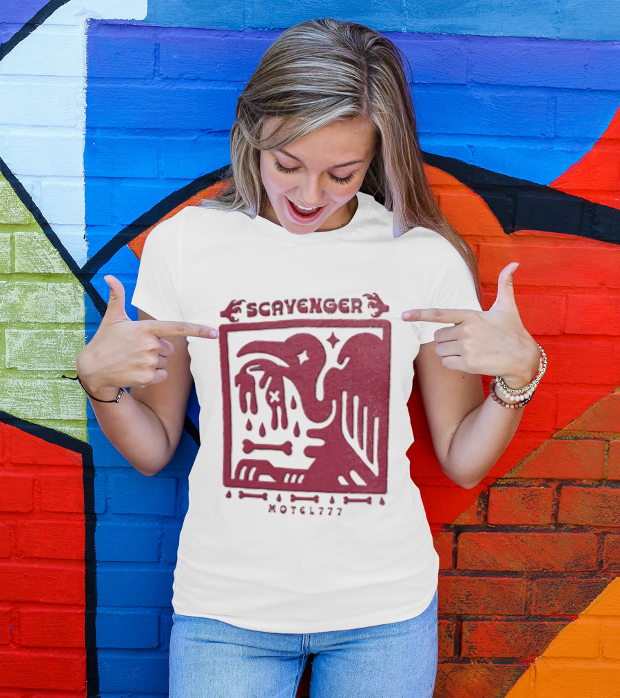 Scavenger Motel 777 Bird Design With Bones And Droplets T-Shirt