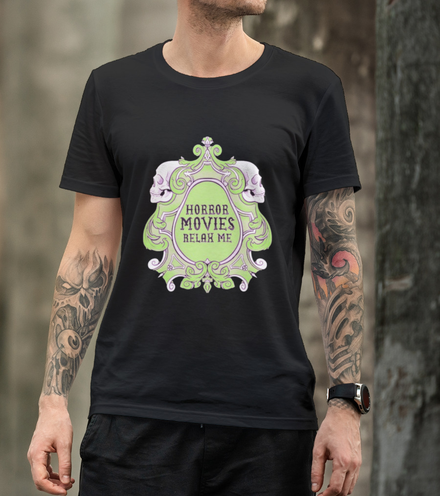 Horror Movies Relax Me Spooky Aesthetic Skulls Gothic Frame T-Shirt