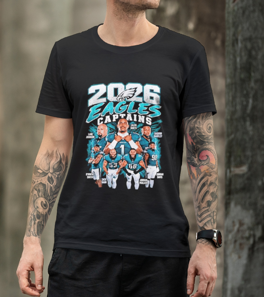 2026 Philadelphia Eagles Captains Black Collection T-Shirt