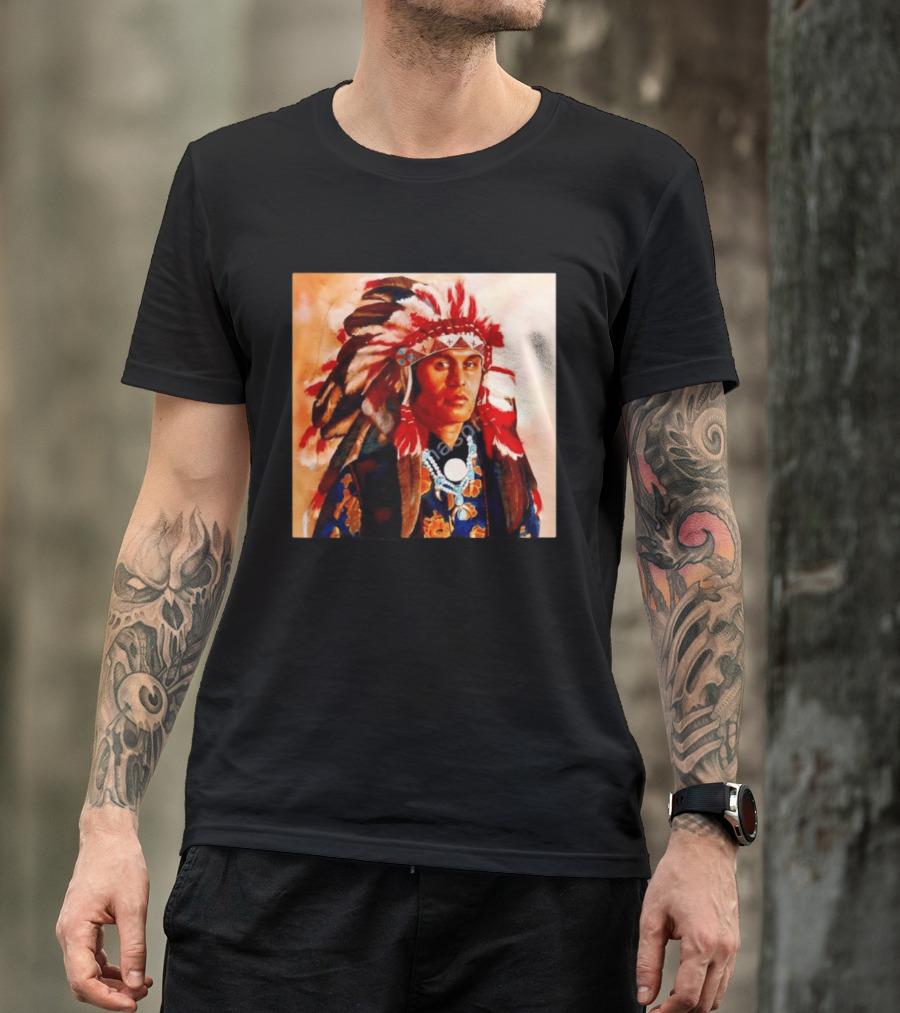 Chief Kirk Native American Indigenous Headdress And Traditional Attire T-Shirt