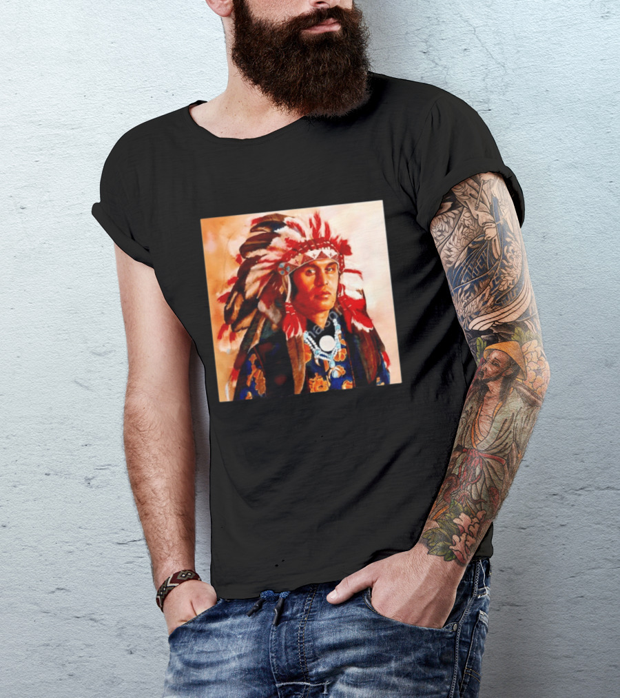 Chief Kirk Native American Indigenous Headdress And Traditional Attire T-Shirt