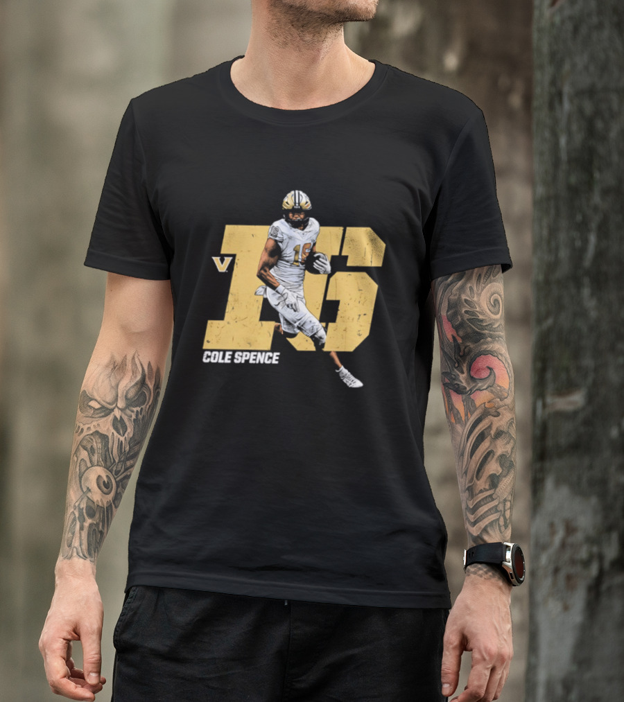 Vanderbilt Commodores Cole Spence 16 NCAA Football Player Pose T-Shirt